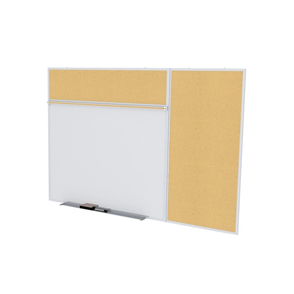 Combo Whiteboard/Bulletin, Mag Por/Cork, Styl B, 4 ft H x 10 ft W, Natural